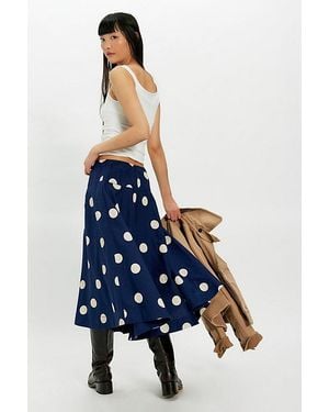 Free People Betty Drop-Waist Midi Skirt - Blue