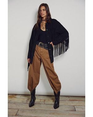 Free People Fringe Out Vegan Suede Jacket - Blue
