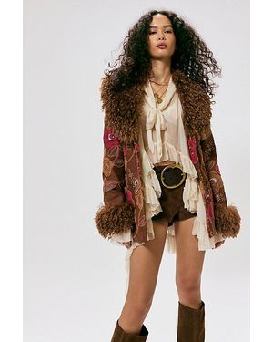 Anna Sui Faux Fur Trim Jacket - Brown