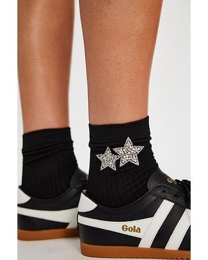 High Heel Jungle Double Star Socks By - Black