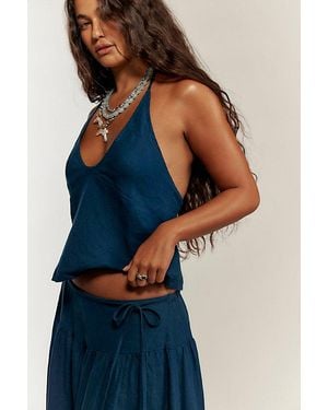 free-est Sandshell Linen Skirt Set By - Blue
