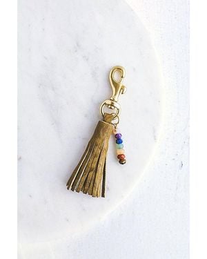 Giving Bracelets Chakra Gemstone Leather Tassel Keychain - White