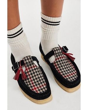 Clarks Harris Tweed T-Bar Wallabees - Black