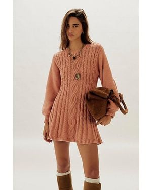 Free People Orla Cable Knit Mini Dress - Brown