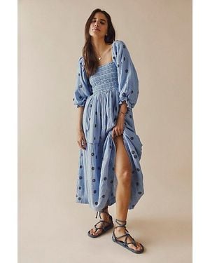 Free People Dahlia Embroidered Maxi Dress - Blue