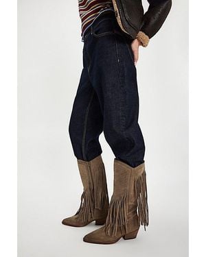 Free People Lawless Fringe Mid Boots - Blue