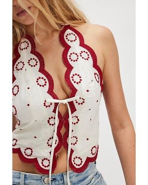 Free People Annie Vest Halter Jacket - Red