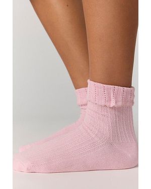 Free People Heirloom Vintage Ruffle Socks - Pink