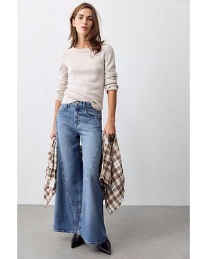 Free People Haven Twisted Wide-Leg Jeans - Blue