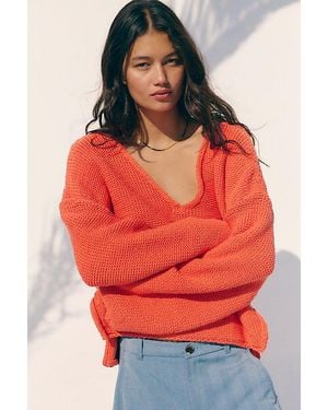 Free People Free-Est Formentera Cotton Sweater - Red