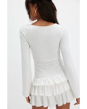 Free People Good Feels Ruffle Long-Sleeve Mini Dress - White