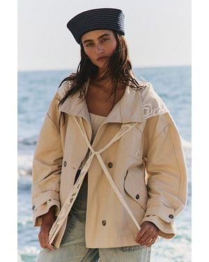Free People Collins Washed Canvas Funnel-Neck Jacket - Natural