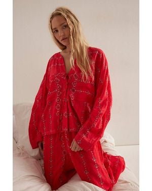 Intimately By Free People Come Over Lounge Shirt Top By - Red