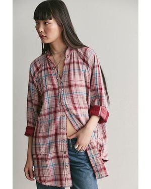 Free People Summer Daydream Plaid Tunic - Red