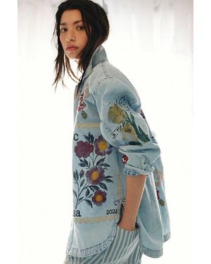 Denim and Bone Denim Stamp Button Down - Blue