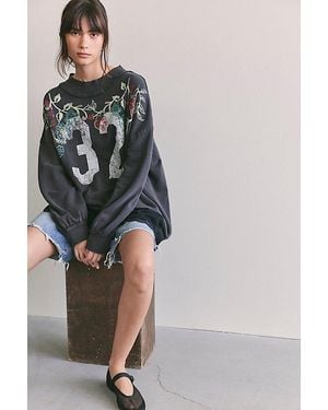 Free People Palm Spring Turtleneck Graphic Pullover - Grey
