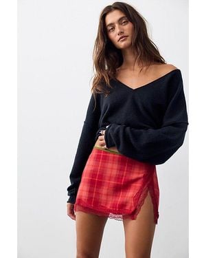 Free People Avani Postage Mixed Mini Skirt - Red