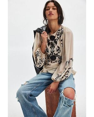 Free People Worlds Apart Embroidered Blouse - Multicolour