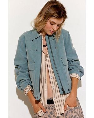 Free People Blair Vegan Suede Jacket - Grey