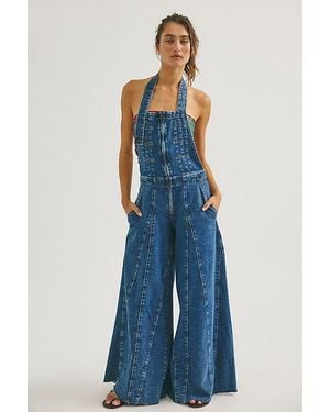Free People Vista Apron Jumpsuit - Blue