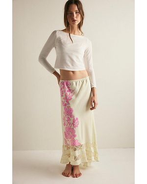 Free People Long Lost Lover Printed Skirt - Natural