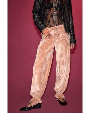 Free People Velour Low-Rise Parachute Pants - Natural