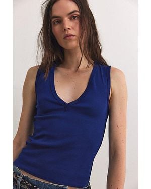 Free People We The Free Neria V-Neck Tank Top - Blue
