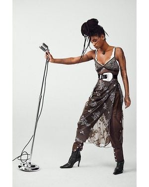 Intimately By Free People Talk To Me Embellished Midi Slip Dress By - Black