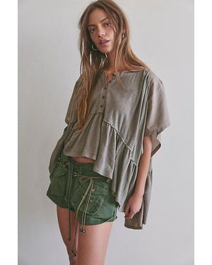 Free People Daisy Chain Cotton-Linen Henley - Multicolour