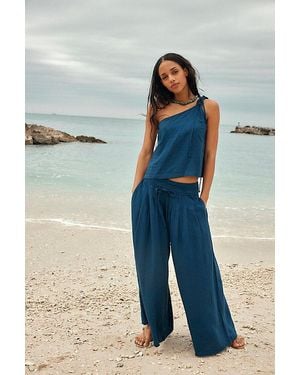 free-est Sahara Sandshell Linen Trouser Co-Ord By - Blue