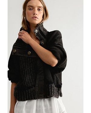 Free People Annie Cosy Funnel-Neck Cardi - Black