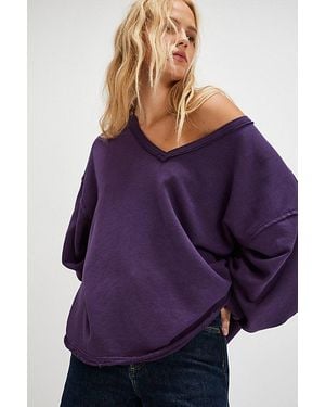 Free People We The Free Venice V-Neck Sweatshirt - Purple