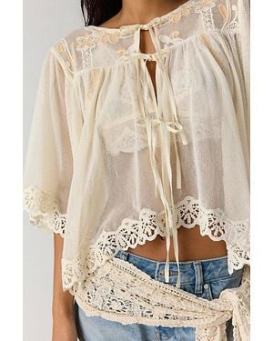 Free People Heritago Poncho Top - Natural