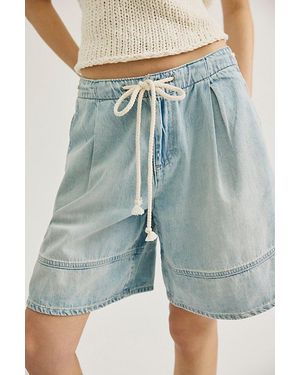 Free People Escapades Slouch Shorts - Blue