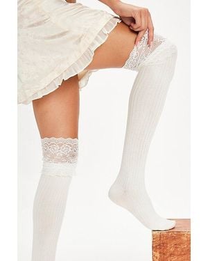 Free People Viola Lace Over The Knee Socks - White