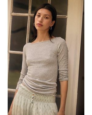 Intimately By Free People Keeping It Light Ribbed Boat Neck Top By - Natural