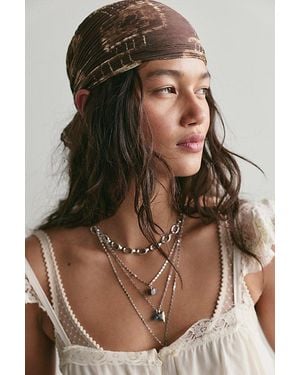 Free People Pleated Printed Skinny Bandana - Natural