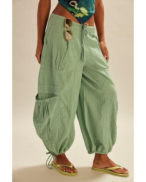 Free People Rush Effect Low-Rise Parachute Trousers - Green