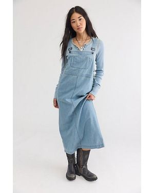 Free People Hanson Solid Apron Midi Dress - Blue