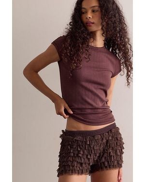 Free People Classic Keepsake Pointelle Baby Tee - Red