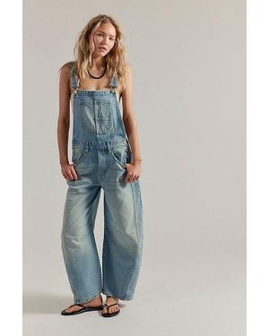 Free People Good Luck Barrel Dungarees - Blue