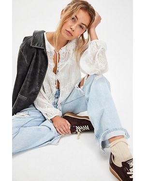 Free People Dreamer Girl Embroidered Blouse - White