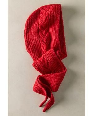 Free People Cloud Cable Bonnet Hood - Red