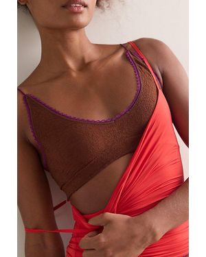 Free People Sweet Point Seamless Longline Bralette - Red
