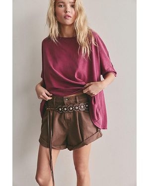 Free People Rex Oversized Cotton Tee - Red