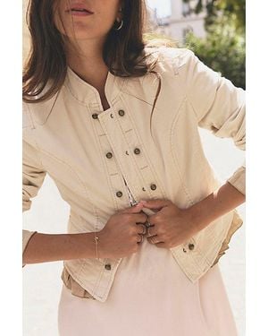 Free People Cloud Nine Ruffle Band Jacket - Natural