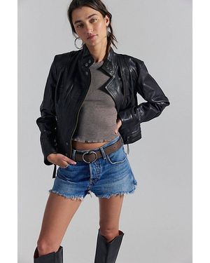 Free People Double Take Slouch Shorts - Blue