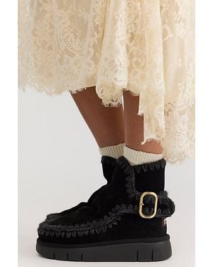 Mou Bounce Buckle Boots Shoe - Black