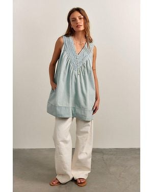 Free People Preston Pleated Denim Mini Dress - Multicolour