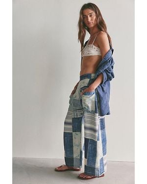Free People Symphony Patched Wide Leg Jeans - Multicolour